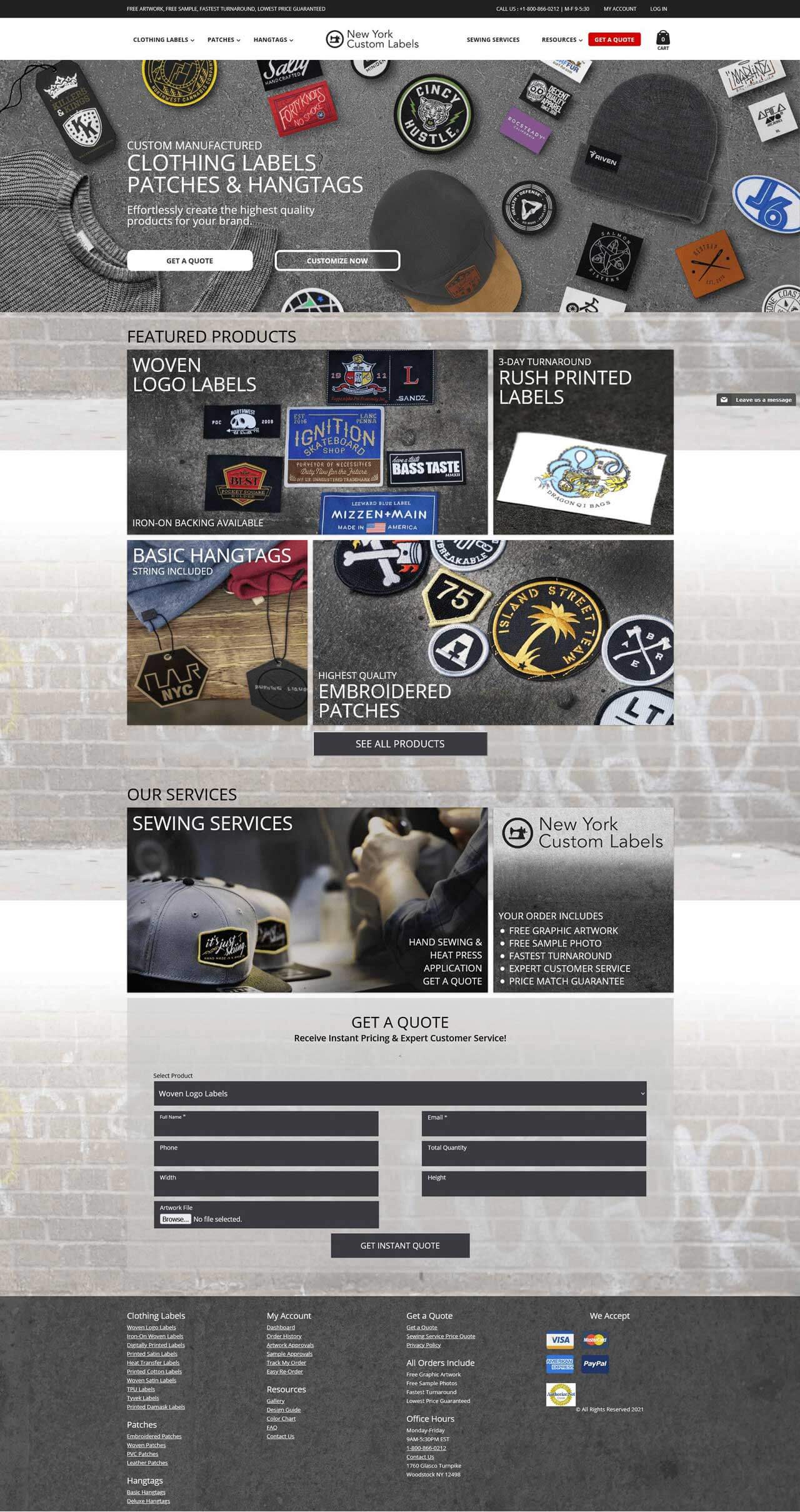 New York Custom Labels - Full Website Layout by Ok Omni