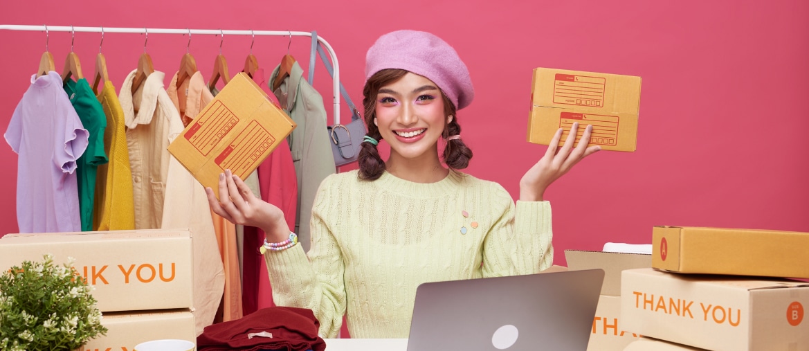 woman holding packages image