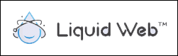 Liquid Web logo featuring a simple blue droplet with a smile and circular lines above it, alongside the text "Liquid Web" in stylized font.