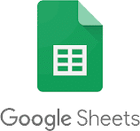 Google Sheets logo with a green spreadsheet icon above the text "Google Sheets.