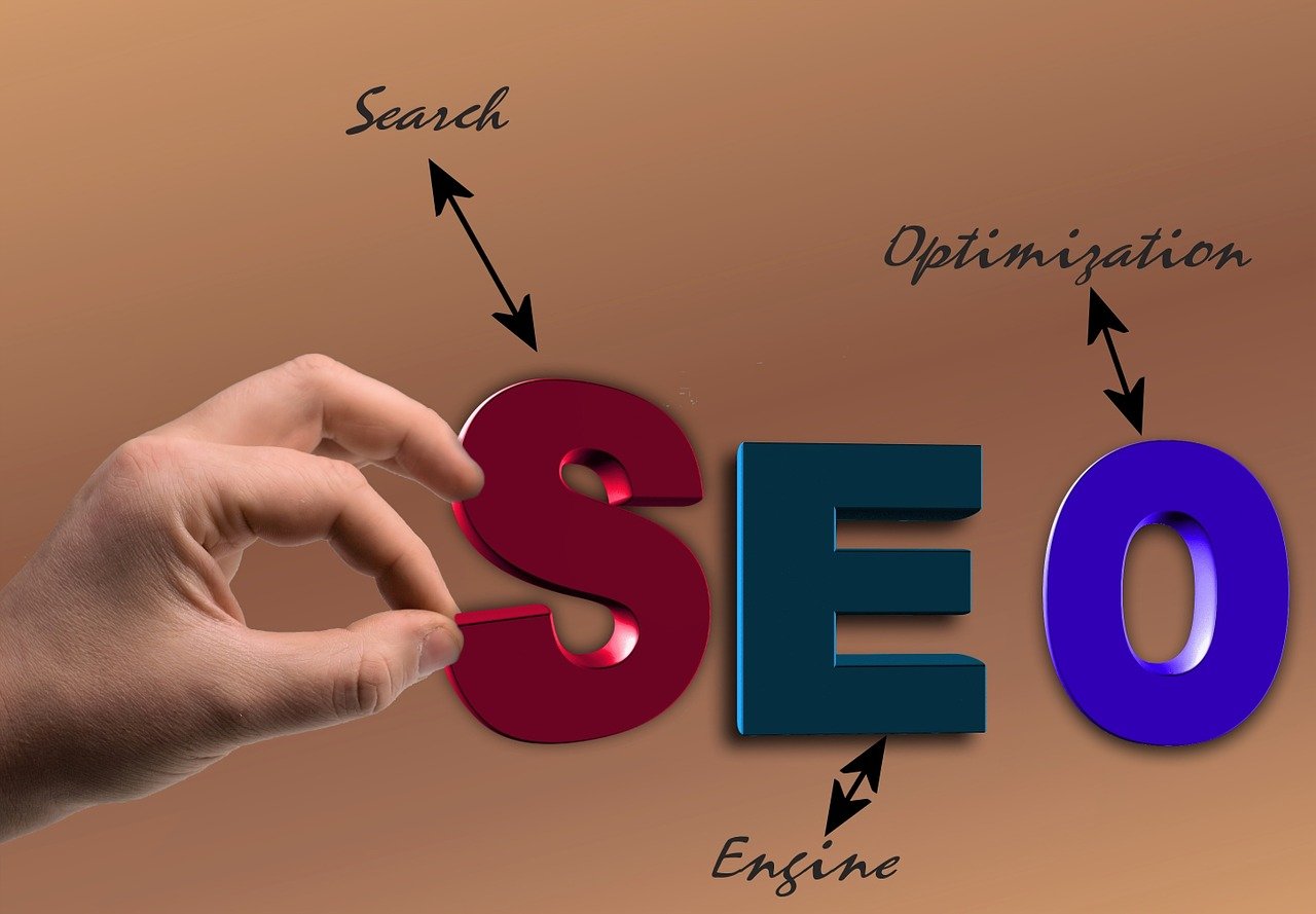 A hand places the letter "S" next to large letters "E" and "O" with arrows pointing to "Search," "Engine," and "Optimization," illustrating private label SEO on a light brown background.