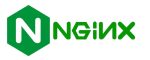 Nginx logo featuring a green hexagon with a white "N" next to the word "NGINX" in green text.