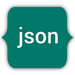 Teal icon with white text "json" inside, framed by curly braces.