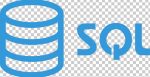 Blue database icon next to the letters "SQL" on a transparent background.