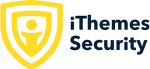 IThemes Security logo featuring a yellow shield with a person icon inside, alongside the text "iThemes Security" in bold black letters.