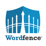 Blue shield logo with upward arrows and the word "Wordfence" below.